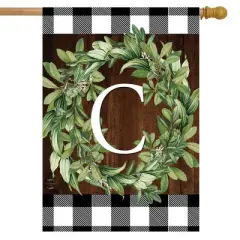 Wreath Monogram C Double-Sided House Flag Everyday 28" x 40" Briarwood Lane