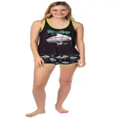 Rick and Morty Womens' TV Series Show Characters Sleep Pajama Set Shorts Black