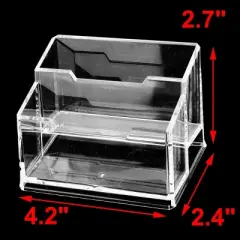 Unique Bargains Office Transparent 2-Tier Business Name Card Organizer Display Stand Holder
