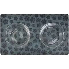Drymate 12"x 20" Feeding Placemat for Cats and Dogs - Black Paw Dots