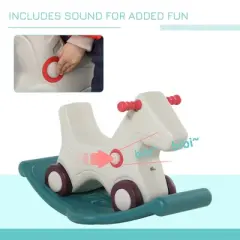 INFURNIC Baby Walkers Kids 2 in 1 Rocking Horse Sliding Car Indoor Outdoor Use Detachable Base, Wheels, Smooth Materials, Grey, 29.25"*14.25"*17.25"