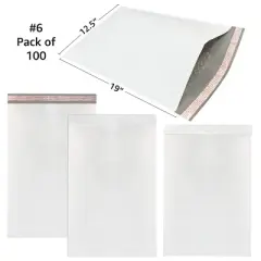 UOFFICE Pack of 100 Poly Bubble Mailer Bags 12.5" x 19" - #6 Envelopes with Self-Seal Closure