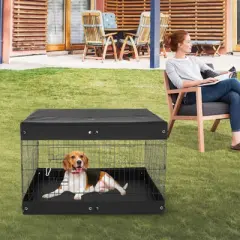 VEVOR Dog Playpen, 4 Pcs 24 x 36 in Panels Foldable Metal Pet Exercise Pen, Dog Fence Indoor and Outdoor Pen with Door, Top Cover, and Bottom Pad
