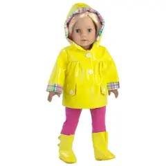Sophia&rsquo;s Raincoat, Leggings, Wellies, & Umbrella Set for 18&rdquo; Dolls, Yellow/Hot Pink