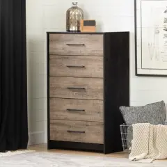 Londen 5 Drawer Chest Weathered Oak/Black - South Shore