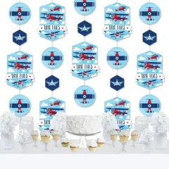 Big Dot of Happiness Taking Flight - Airplane - Plane Baby Shower or Birthday Party DIY Dangler Backdrop - Hanging Vertical Decorations - 30 Pieces