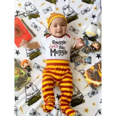 Harry Potter Baby Bodysuit Pants and Hat 3 Piece Outfit Set Newborn to Infant