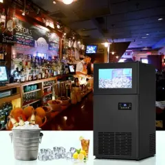 Tylza Commercial Built-in or Freestanding Ice Maker 160Lbs/24H Black Stainless Steel