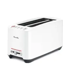 Breville Lift & Look Long Slot 4 Slice Toaster White BTA630XL: 1600W, Plastic, 1-Year Warranty, Spot Clean, 8.2" Height
