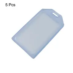 Unique Bargains 5 Pcs Soft Plastic Vertical Business ID Card Holder Clear Blue