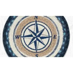 Earth Rugs Compass Rose Decorative Printed Round Trivet 10" Rustic Coastal Accent
