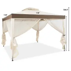 10&rsquo;x 10&rsquo; 2-tier Canopy Gazebo Tent Outdoor Netting Picnic Party Sun Shade
