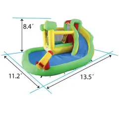 Pogo Bounce House Backyard Kids Home Toddler Water Park Inflatable Water Slide with Splash Pool