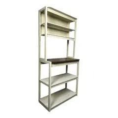 FONTOI 31.50" 5-Tier Bakers Rack for Kitchen with Storage, Coffee Bar, Kitchen Shelves, Brown&White, 15.75"*66.93"*31.5"