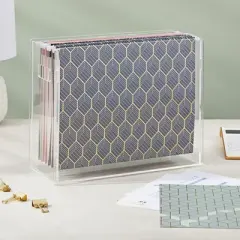 Paper Junkie 12 Pack Decorative Hanging File Folders with 1/5 Tab, Gold Foil Geometric Design, 3 Colors, 11.75 x 9 In