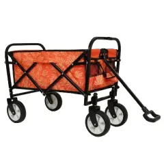 Minimeetall Colorful Collapsible Foldable Wagon Cart with strapping system, Beach Wagonorange leaf