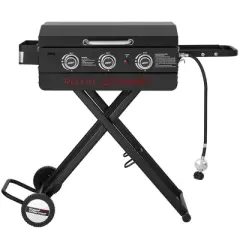 RoyalGourmet Portable 3-Burner Gas Griddle PD3001TG Black