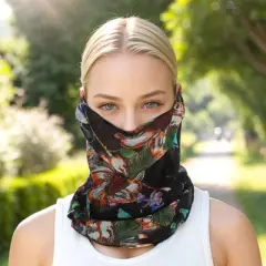 Unique Bargains Flower Leaf Earloop Neck Gaiter 1 Pc