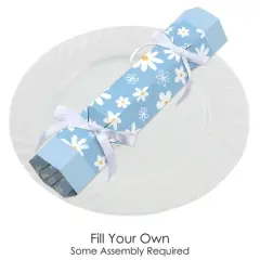 Big Dot of Happiness Blue Daisy Flowers - No Snap Floral Party Table Favors - DIY Cracker Boxes - Set of 12