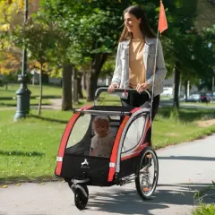 Dexmalle Walk/Ride Child Baby Bike Trailer for Kids 2 Seater