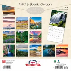BrownTrout Oregon Wild and Scenic 2026 12"x24" Hanging Square Wall Calendar Plastic-Free