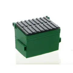 3D to Scale 1/50 3D Printed Green Plastic Trash Dumpster with Removable Lid 50-230-GR