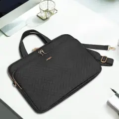 Laptop Bag Case 17 17.3 inch Computer Briefcase Compatible, Messenger Shoulder Bag with Strap Handle, Black