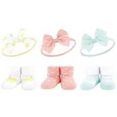 Hudson Baby Infant Girl 12Pc Headband and Socks Giftset, Lemon, One Size