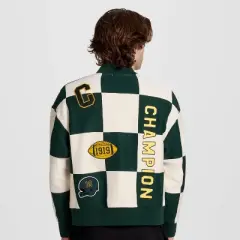 Champion Men's Varsity Check Cardigan Sweater - Green