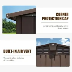 10'x8' Outdoor Storage Shed With 32 Air Vents, Push-pull Double Door, Sloping Roof Metal Storage Cabinet, Ultraviolet-proof Tool Shed For Lawn