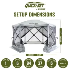 CLAM Quick-Set Pavilion Portable Pop-Up Outdoor Camping Gazebo Screen Tent Sided Canopy Shelter with Ground Stakes & Carry Bag