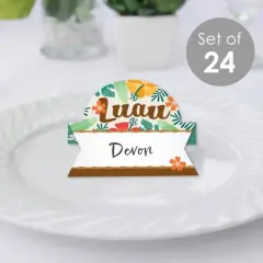 Big Dot of Happiness Tropical Luau - Hawaiian Beach Party Tent Buffet Card - Table Setting Name Place Cards - Set of 24