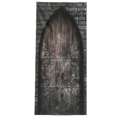 7 Ft. 2 1/2" Scary Closed Wooden Castle Door Curtain Halloween Decoration