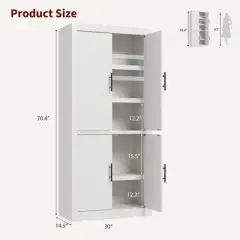 Tall Wooden Kitchen Pantry Cabinet for Dining, Living Room