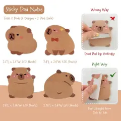 Wrapables Cute Capybara Sticky Notes (Set of 8)