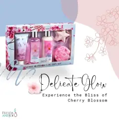Freida and Joe Blue Cherry Blossom 5pc Bath & Body Collection Gift Box