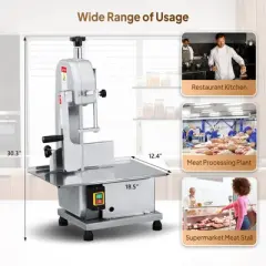 ROVSUN 1500W Electric Bone Saw Machine 6 Saw Blades,Stainless Steel 19.4 x 15.2 In Table for Chicken Fish Beef