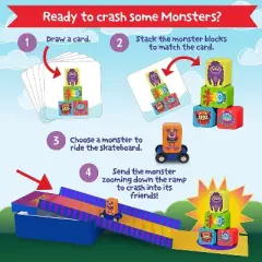 Peaceable Kingdom Crash Monsters Toddler Game - Learning Toys for 2 Year Olds and up, Preschool Games, Toddler Board Games - Develops Fine Motor