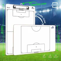 SCRIBBLEDO Soccer Dry Erase Coaching Clipboard 15"x9" Portable Coach Board with Field Diagram for Practices and Games
