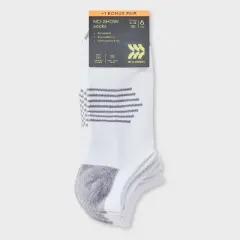 Men's Striped Arch Socks 6+1pk - All in Motion&trade; White 6-12: Recycled Polyester, Flat Seams
