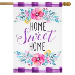 Floral Home Sweet Home Spring Burlap House Flag  28" x 40" Briarwood Lane