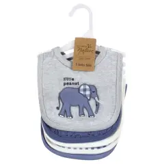 Touched by Nature Infant Boy Organic Cotton Bibs, Blue Peanut, One Size
