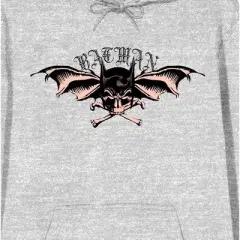 Batman Bat Mask, Bat Wings, and Crossbones Men's Athletic Heather Gray Graphic Hoodie