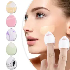 Unique Bargains Dry Wet Use Mini Finger Makeup Puff Multicolor 1.54"x1.22" 5 Pcs