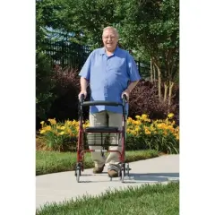 Graham Field Lumex Walkabout Lite Rollator with Seat and Wheels w/ Ergonomic Hand Grips & adjustable Handle Height for Everyday Use