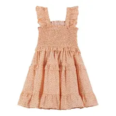 Andy & Evan Toddler  Orange Ruffle Smock Dress, Size 4T