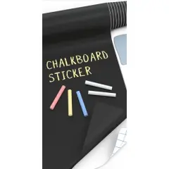 Kassa X-Large Chalkboard Wallpaper - Clear | 1.4ft x 8ft Adhesive Paper Roll | Includes 3 Markers & Eraser Cloth