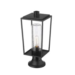 Sheridan Outdoor Pier Mounted Fixture - Black Steel, 1-Light, Dimmable, Wet Rated, 100W