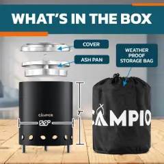 New Stainless Steel Firewood Stove 15 cm Diameter Wood-burning Smokeless Fire Pit Stove ?Black)