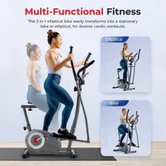Sunny Health & Fitness Essential Interactive Series Seated Elliptical Machine - Gray